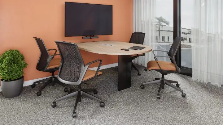 Generic environment rendering of a small meeting room with Teknion Just-Us chairs
