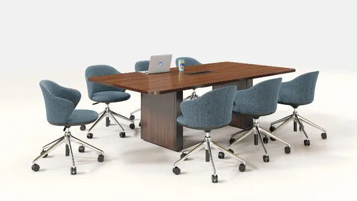 Teknion conference table on a white background with Stylex Underline chairs
